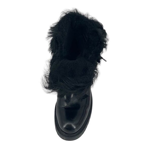 PRADA Shearling Lined Leather Ankle Boots Lace Up Size 38 Goth Combat Motorcycle - Picture 5 of 16